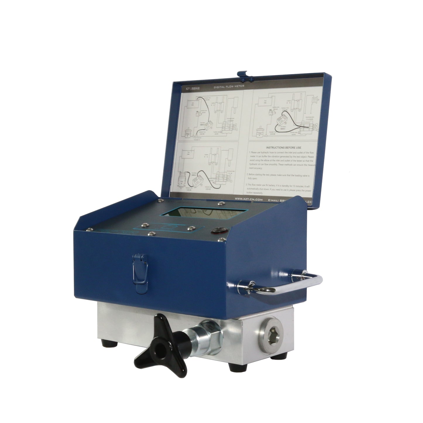 XZT Free Shipping 6000PSI 100 GPM Inline Digital Hydraulic Flow Meter,Hydraulic Pressure Test kit, Flow Test for Excavator, Pump,Cylinder,Hydraulic Valve,Motor (400L / 100Gallon)