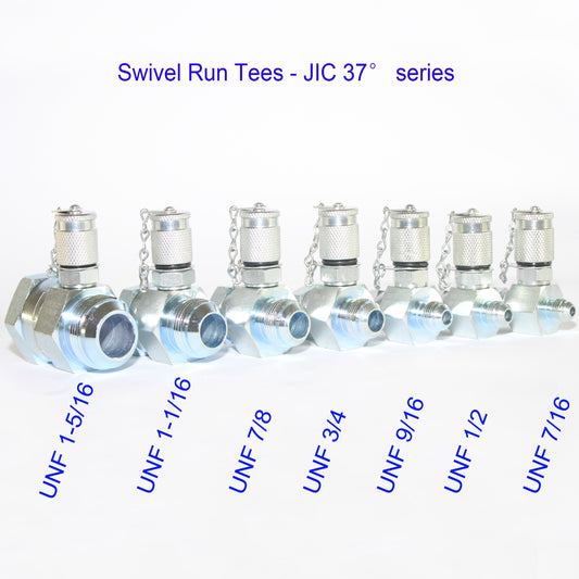 XZT 7 Pack JIC 37° Hydraulic Swivel Run tees,hydrulic tee connector,Tester Coupling set for hydraulic system,Excavator Construction Machinery