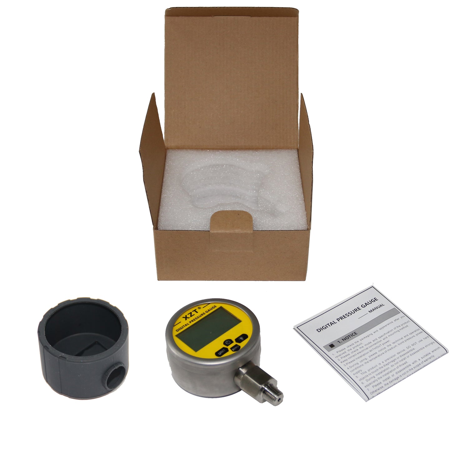 XZT 3.15" 0~700BAR/10000 PSI Digital Hydraulic Pressure Gauge with Black Protector,Pressure Manometer, Pressure Sensor Connector ,Base Entry