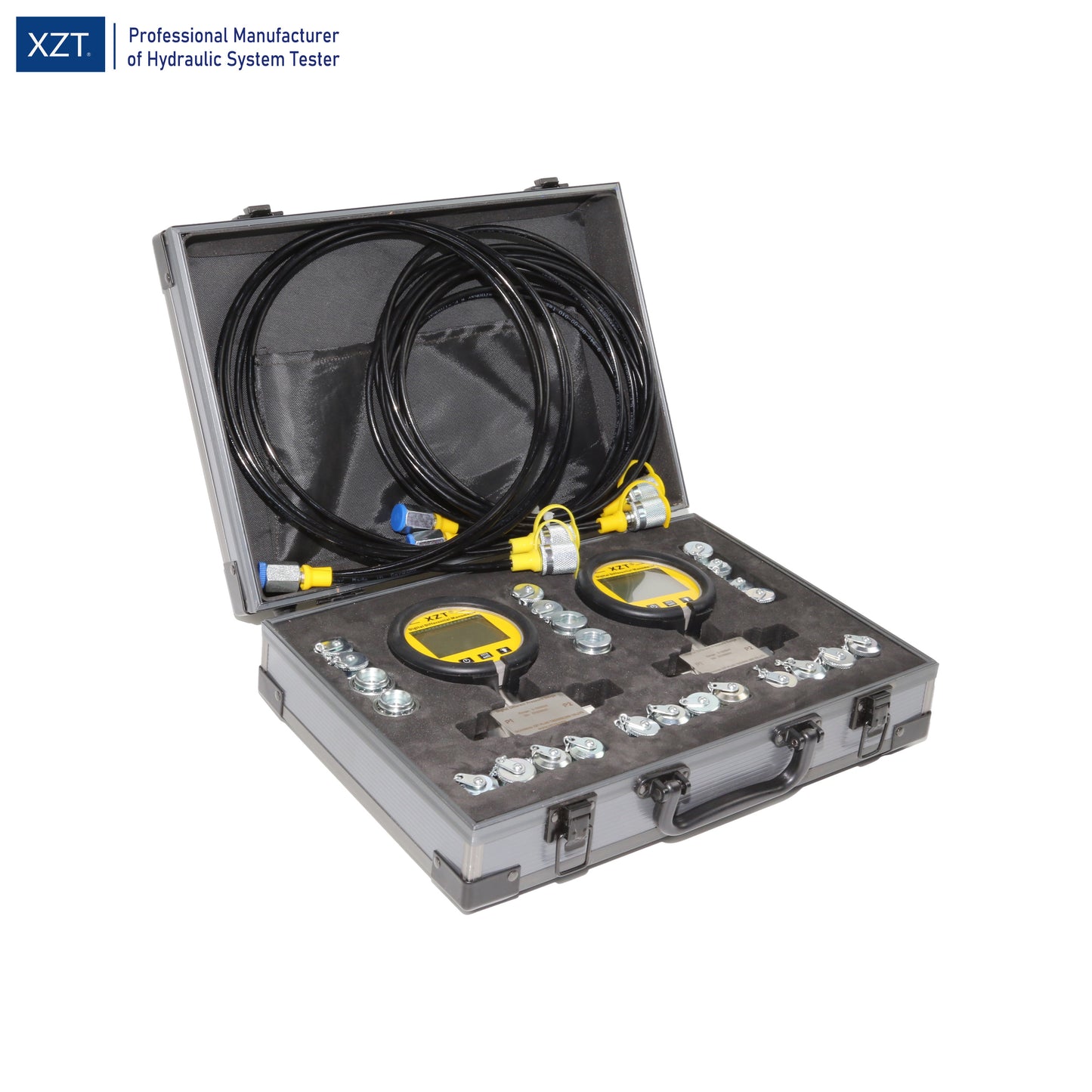 XZT 70PT Hydraulic Pressure Test Coupling Kit,Pressure gauges Set,Test Hose,digital pressure gauge for Repair Excavator Construction Machinery