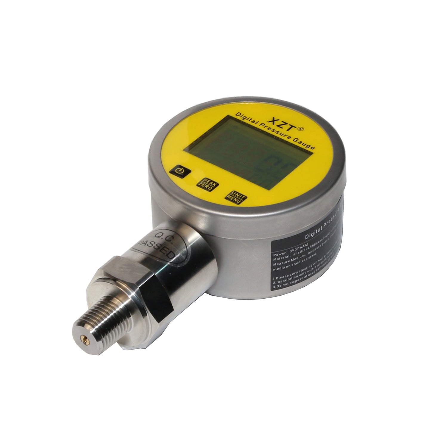 XZT 2.5" /60mm Digital Hydraulic Pressure Gauge with Protector ,Base Entry, Pressure Manometer, Pressure Sensor Connector