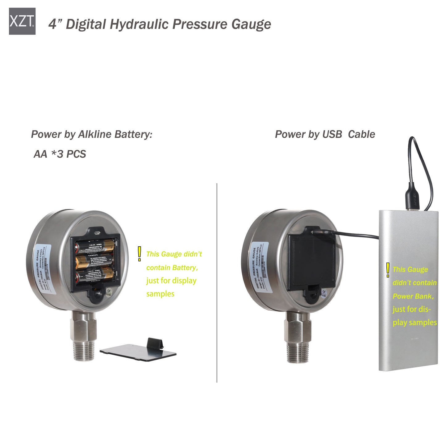 XZT 4" 0~700BAR/10000 PSI Digital Hydraulic Pressure Gauge with Black Protector,Pressure Manometer, Pressure Sensor Connector ,Base Entry