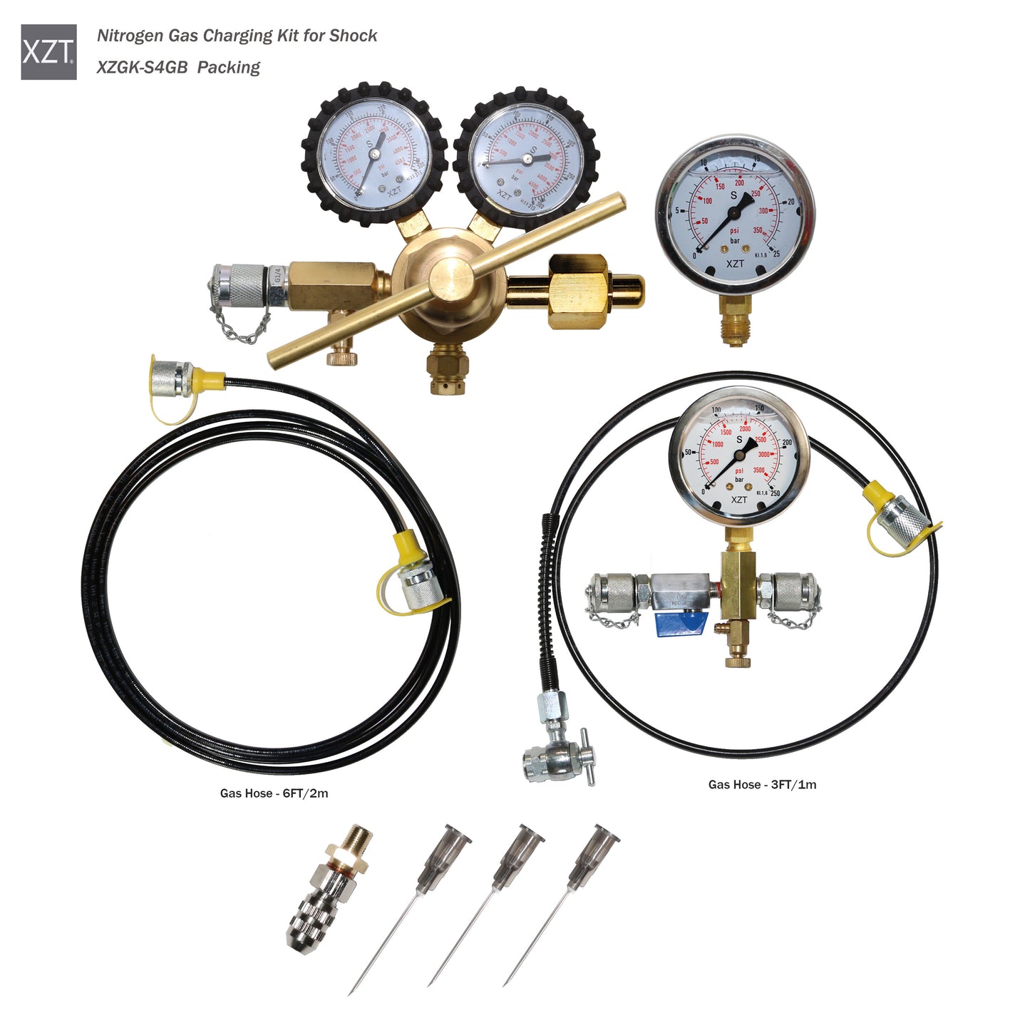 XZT S4H High Pressure Aircraft Aviation Tools Schrader Nitrogen Gas Pressure Test kit,Nitrogen Regulator kit,High Pressure Struct No Air Loss Coupler 556 ,Shocks Fill Tools