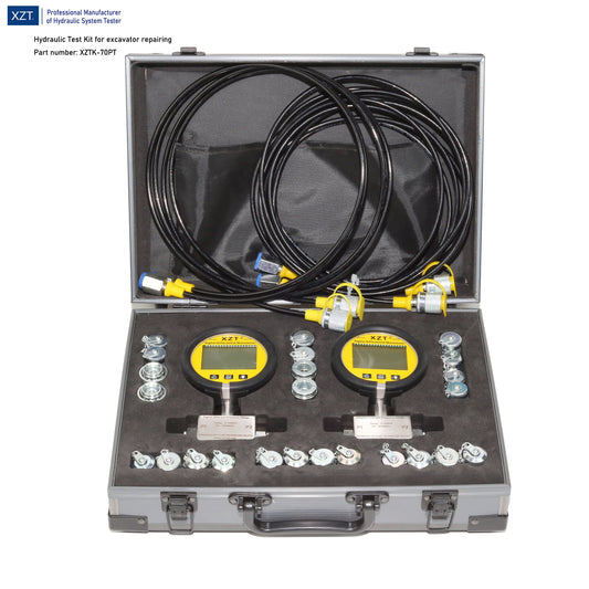 XZT 70PT Hydraulic Pressure Test Coupling Kit,Pressure gauges Set,Test Hose,digital pressure gauge for Repair Excavator Construction Machinery