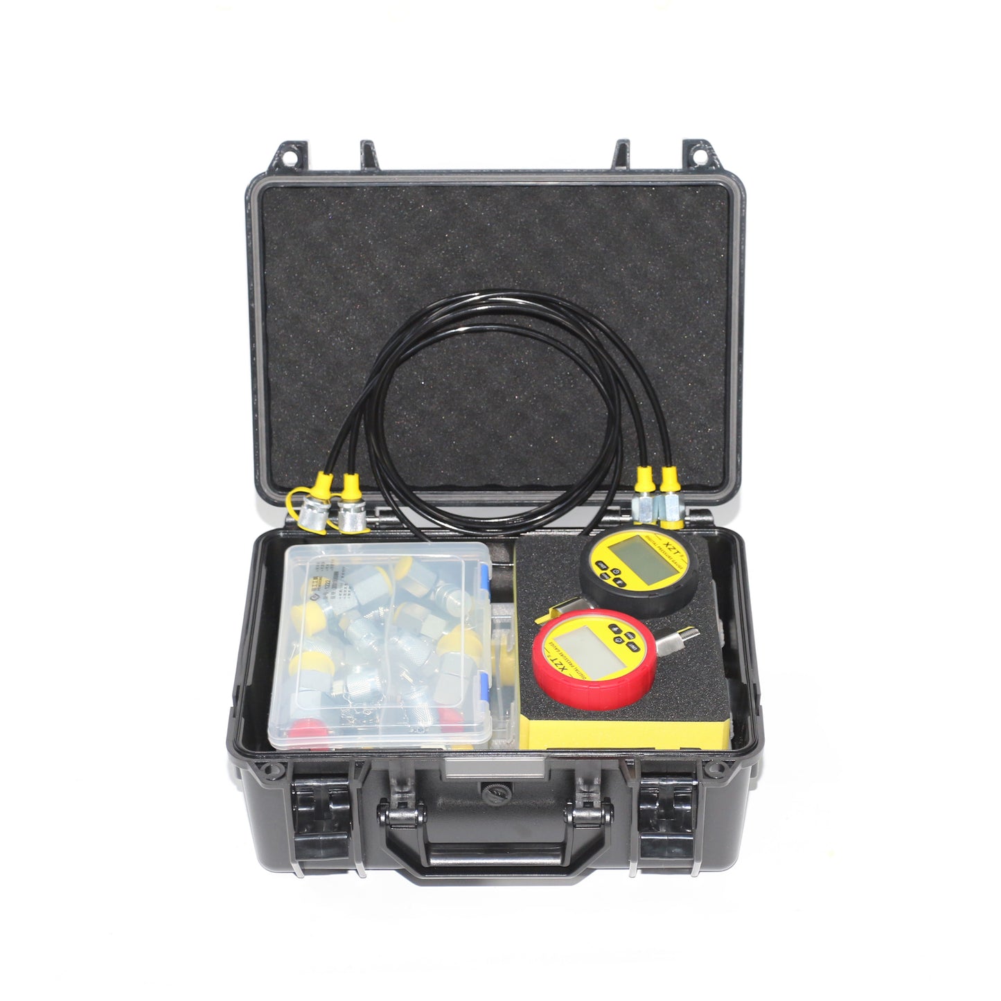 XZT 70C Hydraulic Pressure Test Coupling Kit,Pressure gauges Set,Test Hose,BSPP ORFS JIC Hydraulic Swivel Run tees Set Repair Tools for Most Excavator Construction Machinery