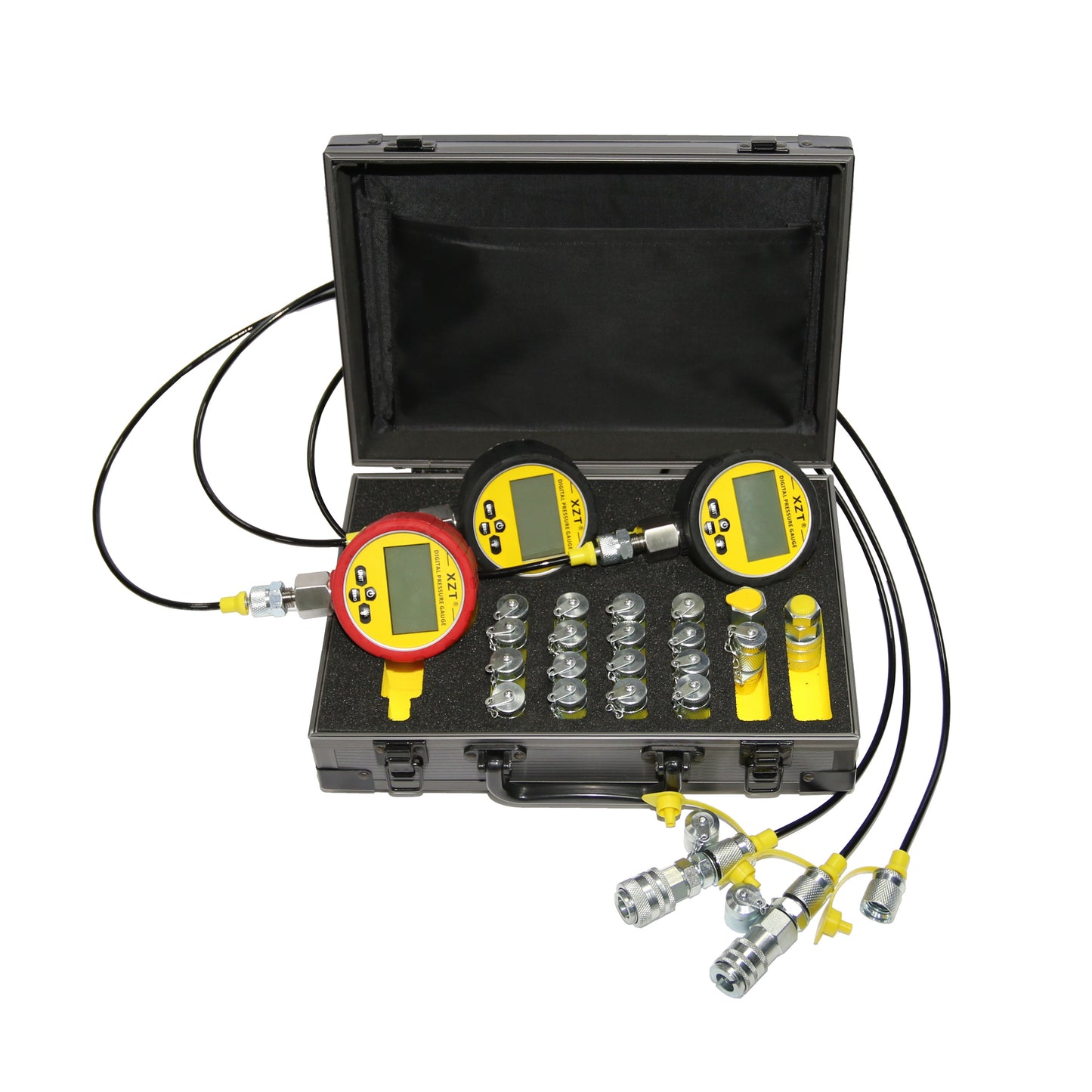 XZT 70P Digital Hydraulic Pressure Test,Pressure gauges Set, Mini Hydraulic Hose Set, Test Coupling Set,Hydraulic Repair Tools for Excavator Construction Machinery,Hydraulic Systems