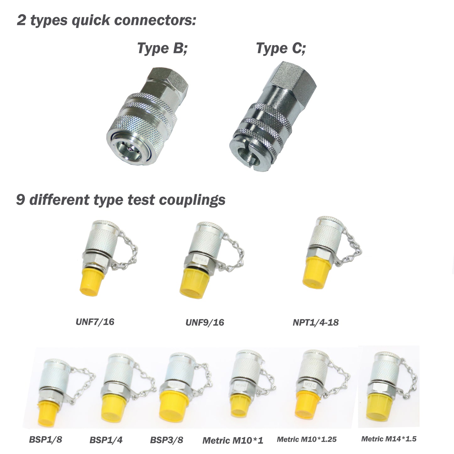 XZT 60U Hydraulic Pressure Test Coupling Kit,Pressure gauges Set,Test Hose,BSPP ORFS JIC Hydraulic Swivel Run tees, Hydraulic Test Tools for Excavator Construction Machinery