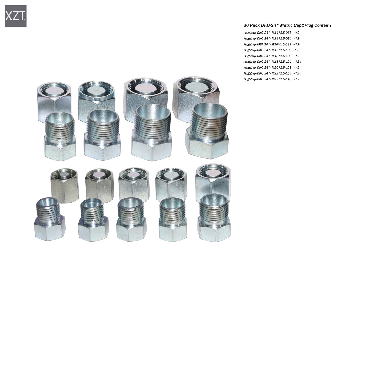 XZT 28 Pack JIC37 Cap and Plug Hydraulic Adapter Fittings for hydraulic system,Excavator Construction Machinery