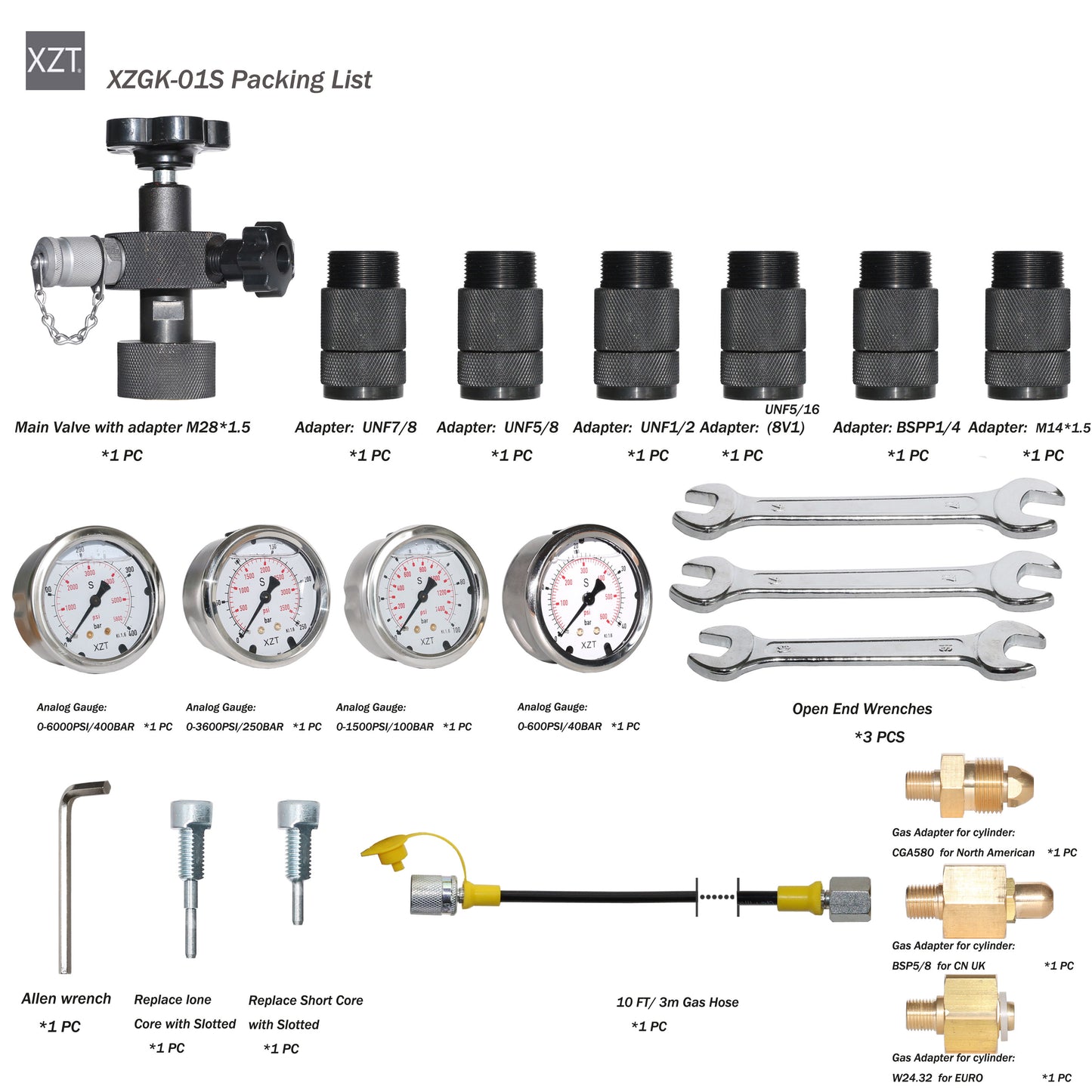 XZT GK-01S FREE SHIPPING Hydraulic Accumulator Nitrogen Charging System, Nitrogen Pressure Test Kit, Gas Charging Tools