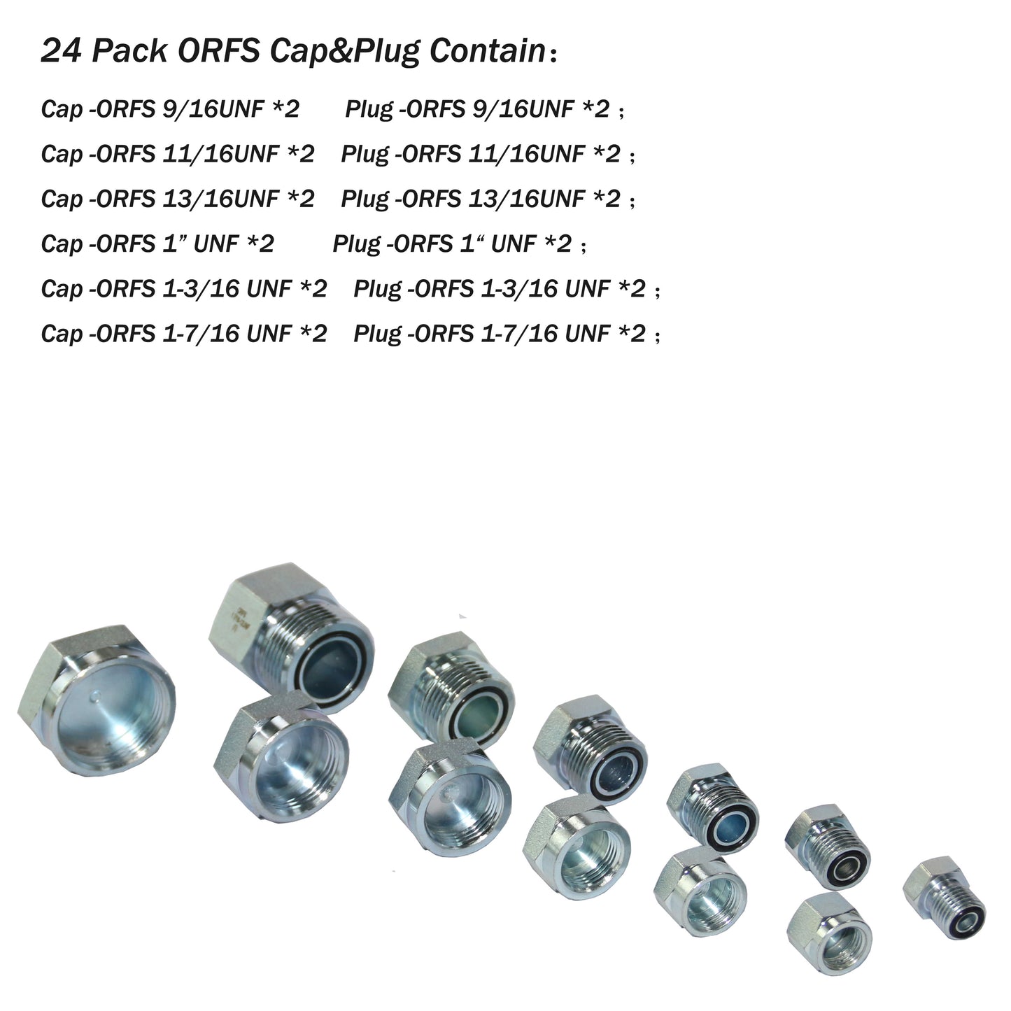 XZT 28 Pack JIC37 Cap and Plug Hydraulic Adapter Fittings for hydraulic system,Excavator Construction Machinery