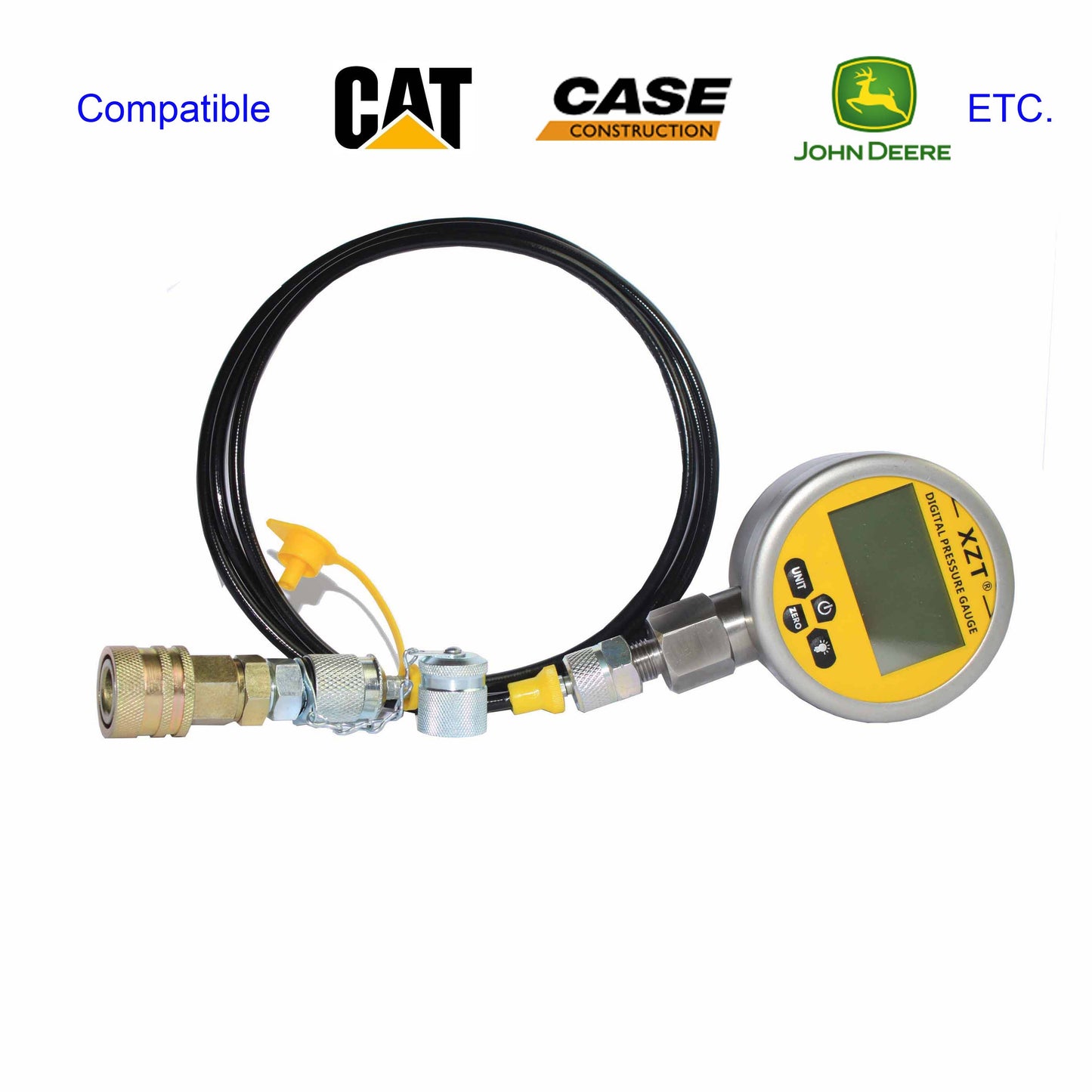 XZT 70C Hydraulic Pressure Test Coupling Kit,Pressure gauges Set,Test Hose,BSPP ORFS JIC Hydraulic Swivel Run tees Set Repair Tools for Most Excavator Construction Machinery