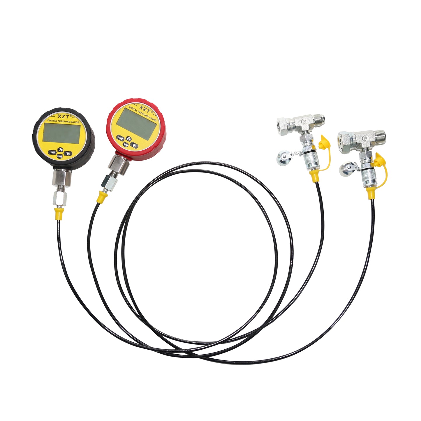 XZT 70K Digital Hydraulic Pressure Test Coupling Kit,Pressure Gauge,Test Hose,Test Point for Excavator Construction Machinery Repair