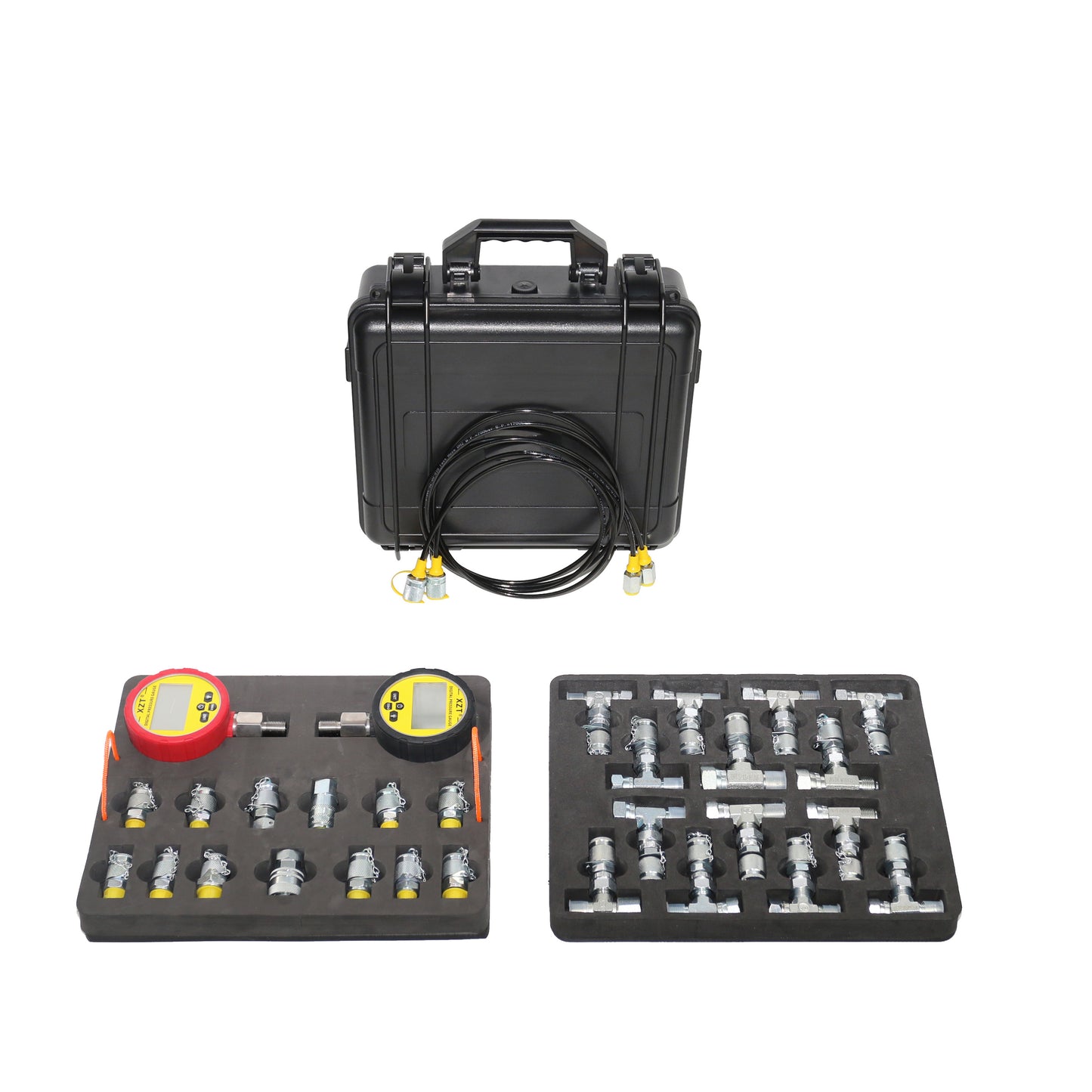 XZT 70K Digital Hydraulic Pressure Test Coupling Kit,Pressure Gauge,Test Hose,Test Point for Excavator Construction Machinery Repair